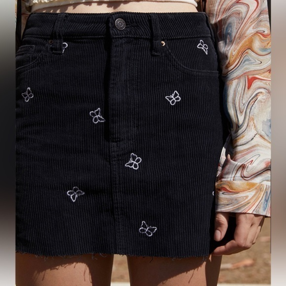 PacSun Butterfly Print Corduroy Mini‎ Skirt NWT